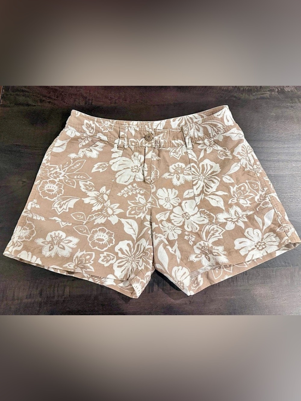 Jamaica Jaxx Linen Blend Floral Shorts Tan White Size 4